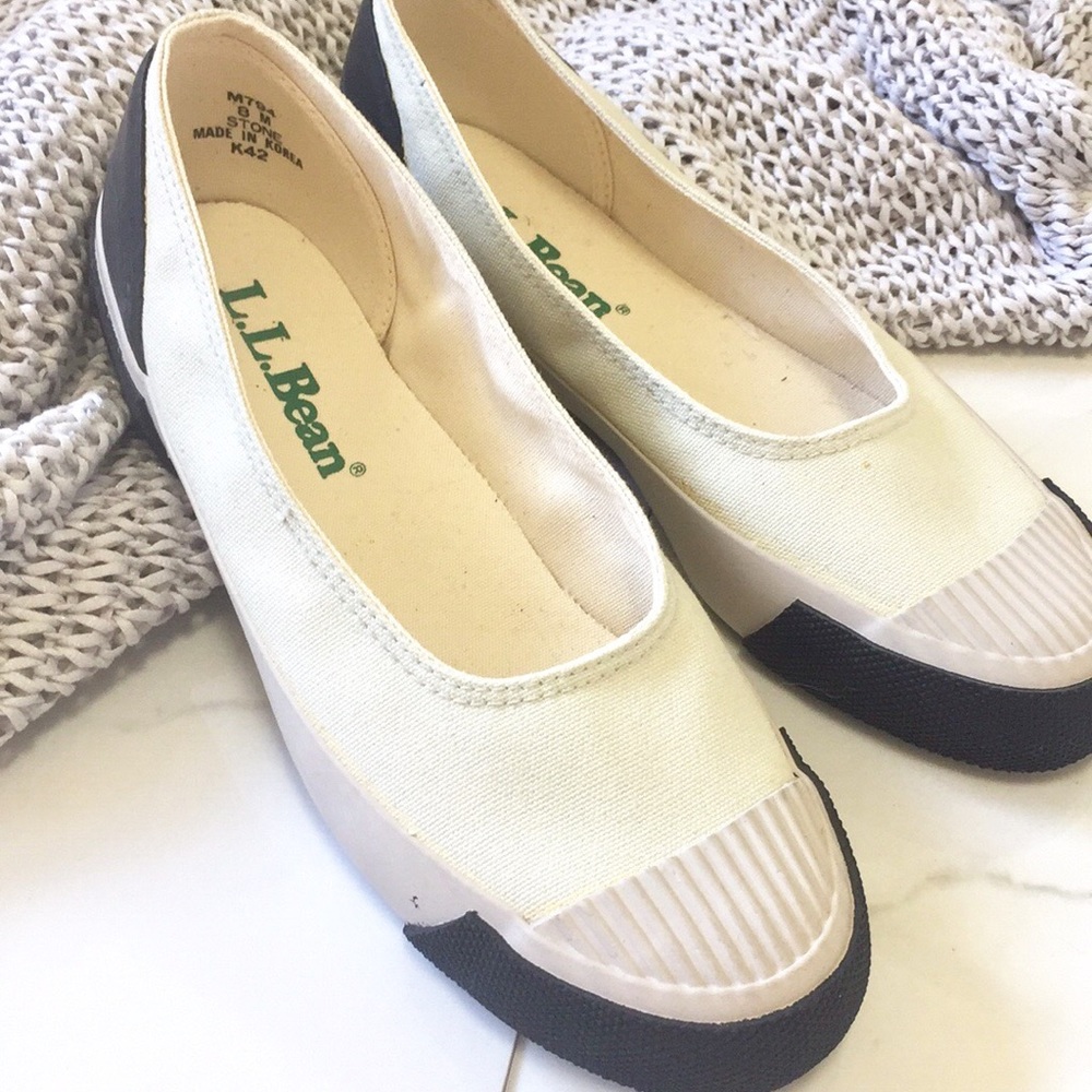L.L. Bean Canvas Duck Flats Stone 8M